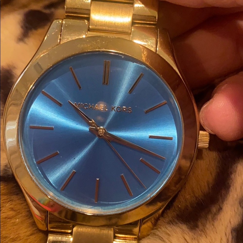 Michael Kors watch. Gold with blue face